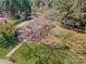 Aerial view of house, yard, and detached garage at 713 Perkins St, Lowell, NC 28098