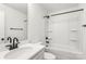 Bathroom with shower and tub and vanity with black hardware at 2025 Parks Rd, Salisbury, NC 28147