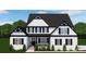 Rendering of a two story house with white siding, black accents, mature landscaping, and a covered front porch at 2025 Parks Rd, Salisbury, NC 28147