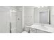 Modern bathroom featuring a glass-enclosed shower and sleek vanity at 317 Miramar Dr, York, SC 29745