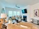 Inviting living room with fireplace, comfortable seating, and large windows at 2413 Riparian Way, Denver, NC 28037