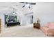 Spacious primary bedroom featuring vaulted ceilings, a ceiling fan, and neutral tones at 141 Red Brook Ln, Mooresville, NC 28117