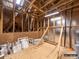 Unfinished attic space showing rafters, insulation, and under-construction features, ready for customization at 5704 Crescent Field Cir # 25, Huntersville, NC 28078