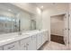 Double vanity bathroom with quartz countertops and a walk-in shower at 4450 Doyle Ridge Rd, Maiden, NC 28650