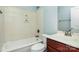 Clean bathroom with a tub, vanity, and shower at 1201 Green Oaks Ln # G, Charlotte, NC 28205