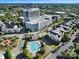 Aerial view of community, pool, and landscaped courtyard at 14307 San Paolo Ln # 5102, Charlotte, NC 28277