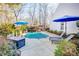 In-ground pool with safety cover and lounge chairs at 7324 Friar Tuck Ln, Mint Hill, NC 28227