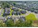 Wide aerial view of the homes in a residential neighborhood with lush green lawns and tree-lined streets at 2014 Newstyle Way, Tega Cay, SC 29708