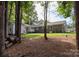 Rear view of house showing gray exterior and private backyard at 5731 Brookhaven Rd, Charlotte, NC 28210