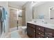 Double vanity bathroom with a large shower at 50143 Robins Nest Ln, Lancaster, SC 29720