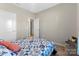 Guest bedroom with blue and white quilt at 50143 Robins Nest Ln, Lancaster, SC 29720