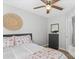 Bright bedroom features neutral color palette, woven decor, and a streamlined design at 6909 Green Haven Ln, Monroe, NC 28110