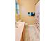 Clean bathroom with tiled floors and floral shower curtain at 10105 Reindeer Way Ln, Charlotte, NC 28216