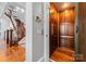Convenient residential elevator featuring rich wood paneling for easy access between floors at 16921 Jetton Rd, Cornelius, NC 28031