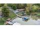 Aerial view of waterfront homes, docks, and lush greenery providing a serene and picturesque lakeside community at 287 Ben Eller Ln, Taylorsville, NC 28681
