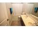 Bathroom with double vanity, tub, and neutral tile flooring at 628 Barcroft Ln, Fort Mill, SC 29715