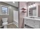 Bathroom featuring a modern vanity, new toilet and a shower and tub combo at 500 Pearl Place Ln, York, SC 29745