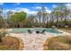 Lush backyard swimming pool with a stone patio, a relaxing spa, surrounded by mature trees at 500 Pearl Place Ln, York, SC 29745