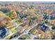 Aerial view of a quiet residential street lined with mature trees and well-kept lawns at 909 Woodhurst Dr, Monroe, NC 28110