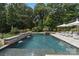 Backyard pool with waterfall feature and outdoor lounge chairs at 9723 Sedgefield Dr, Waxhaw, NC 28173