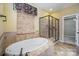 Bathroom with soaking tub and walk-in shower at 1001 Hatton Ter, Fort Mill, SC 29707