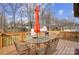 Deck with metal table, chairs, and umbrella at 1509 Cripple Creek Rd, Kannapolis, NC 28081