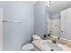 Simple bathroom with light blue walls and a shower/tub combo at 301 Walkers Ridge Dr, Shelby, NC 28152