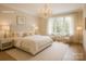 Rendering of a luxurious bedroom with a chandelier and natural light at 501 River Oaks Ln, Charlotte, NC 28226
