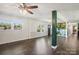 Open concept living space with hardwood floors and a view into the kitchen at 1924 Lakeview Dr, Rock Hill, SC 29732