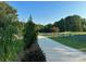 Scenic shot of the driveway leading through landscaped greenery, offering a sense of arrival and tranquility at 796 Cornelius Rd, Mooresville, NC 28117