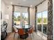 Dining area with a modern round table, four chairs, and large windows overlooking the backyard at 151 Shepherds Landing Dr, Mooresville, NC 28115