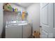 Efficient laundry room with white appliances, storage shelves, and a clean, organized space at 5039 Penn Rd, Iron Station, NC 28080