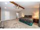 Main bedroom with high ceilings, wood beams and a view of the backyard at 315 Camelot Dr, Salisbury, NC 28144