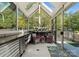 Bright sunroom with vaulted ceilings, skylights, and outdoor access, perfect for enjoying the surrounding lush landscaping at 2723 Providence Pine Ln, Charlotte, NC 28270