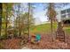 Cozy backyard with a fire pit, wooden chairs, and a backdrop of trees and home at 1176 Whitehall Hill Rd, York, SC 29745