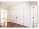 Hallway with double doors and hardwood floors at 815 6Th Sw Ave, Hickory, NC 28602