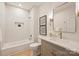 A modern bathroom with stylish tile work and high-end fixtures at 571 Lyttleton Dr, Charlotte, NC 28211