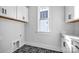 This white laundry room features tile floors with geometric patterns and white shaker cabinets at 714 Barrel Aly, Fort Mill, SC 29715