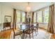 Sunlit dining room with a chandelier, hardwood floors, and large windows with outdoor views at 1919 Kensal Ct, Charlotte, NC 28211