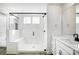 Modern bathroom with white subway tiles and a glass shower at 5226 Verona Rd # 81, Charlotte, NC 28213