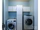 Laundry room with washer, dryer and storage cabinets at 8428 Loxton Cir, Charlotte, NC 28214