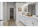 Elegant bathroom with double vanity and walk-in shower at 11933 Cabera Ln, Midland, NC 28107