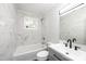 Clean bathroom with marble tile and bathtub at 2186 W Nc 10 Hwy, Newton, NC 28658