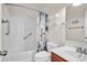 Clean bathroom with a bathtub, shower, and updated vanity at 541 Settlers Grove Ln, Salisbury, NC 28146