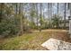 Backyard with lush green grass surrounded by wooded landscape at 9251 Eleanor Dr, Charlotte, NC 28214