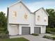 Two-story home featuring a modern exterior, gray garage doors, and beautiful landscaping at 9251 Eleanor Dr, Charlotte, NC 28214