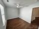 Well-lit bedroom with hardwood floors and ceiling fan at 841 Settlement Dr, Clover, SC 29710