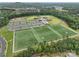 Aerial view of the sports complex with baseball and soccer fields, parking, and surrounded by lush greenery at 535 Red Wolf Ln, Lake Wylie, SC 29710