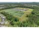 Aerial view showcases a well-maintained sports complex, featuring baseball and soccer fields amid lush greenery at 535 Red Wolf Ln, Lake Wylie, SC 29710
