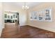 Dining room with hardwood floors and view of the kitchen at 103 2Nd Nw Ave, Hickory, NC 28601